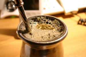 A cup of loose leaf yerba mate with a special straw; sipped during the day this type of tea can give you long-lasting energy that is more consistent than caffeine. PHOTO: juanpol/Flickr free photo