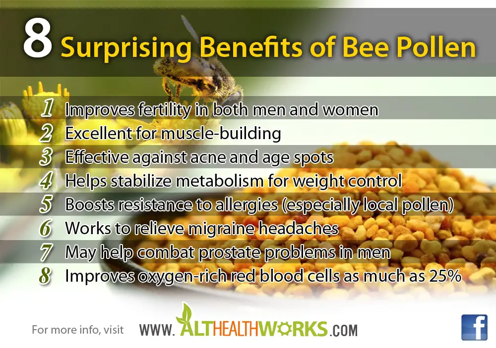 Bee Pollen Benefits include muscle building support.
