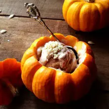 Enjoy the Spoils of Fall (and Thanksgiving) with this Pumpkin Pie Sorbet Recipe (with Hazelnut Silk Sauce)