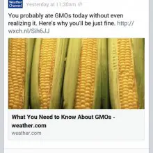 The Weather Channel, Which Has Partnered with Monsanto in the Past, Comes Out in Support of GMOs on Its Website and Facebook Page