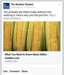 The Weather Channel seems to be in strong support of GMOs, and its past Monsanto partnership raises questions as to why. 