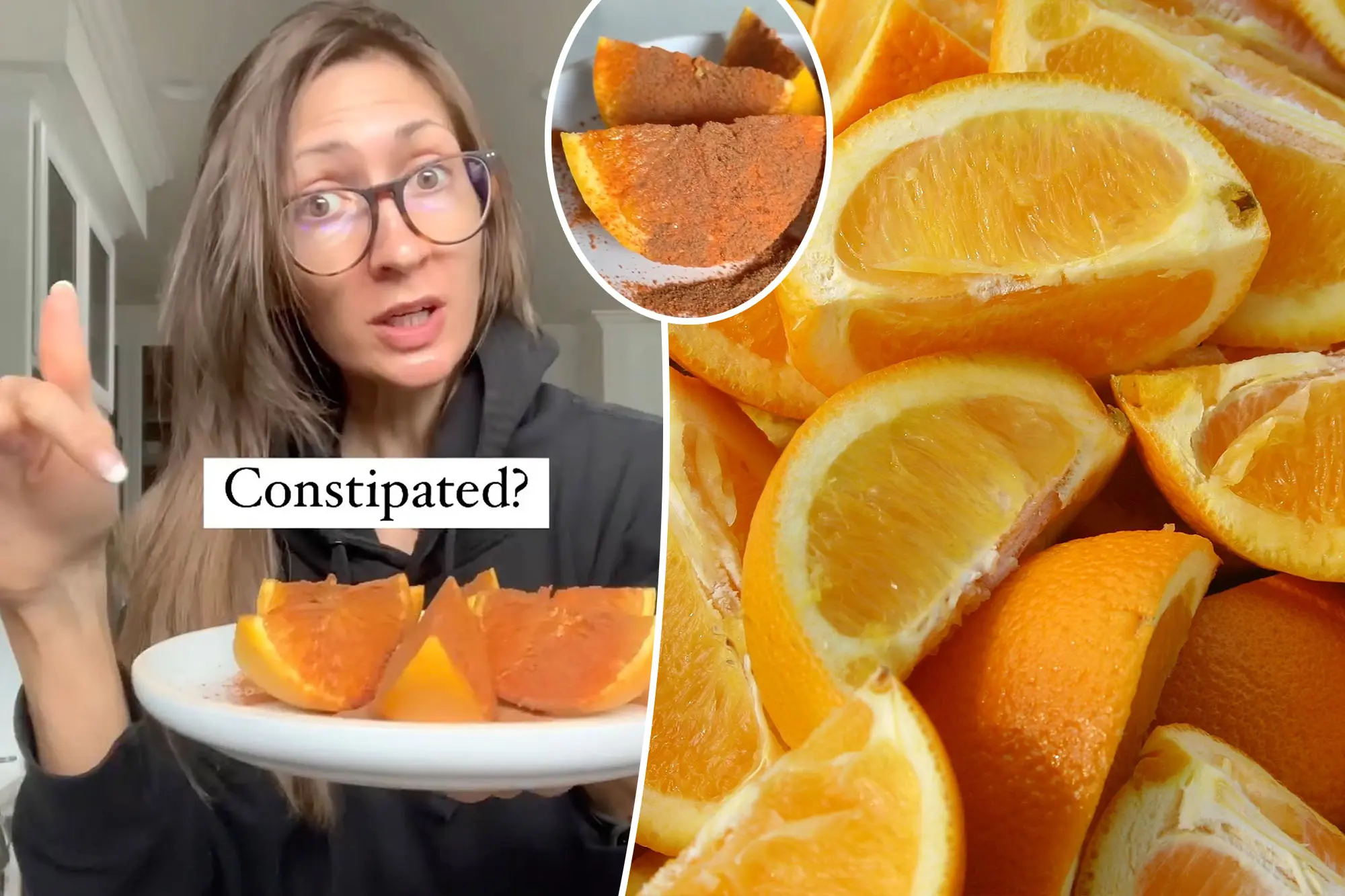 Is an orange with the peel a perfect cure for constipation? One woman seems to think so...