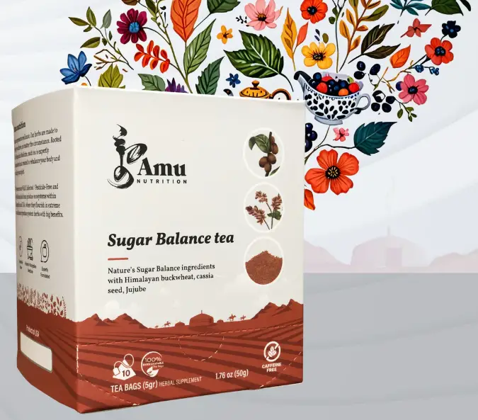 Amu Nutrition sugar balance tea. 