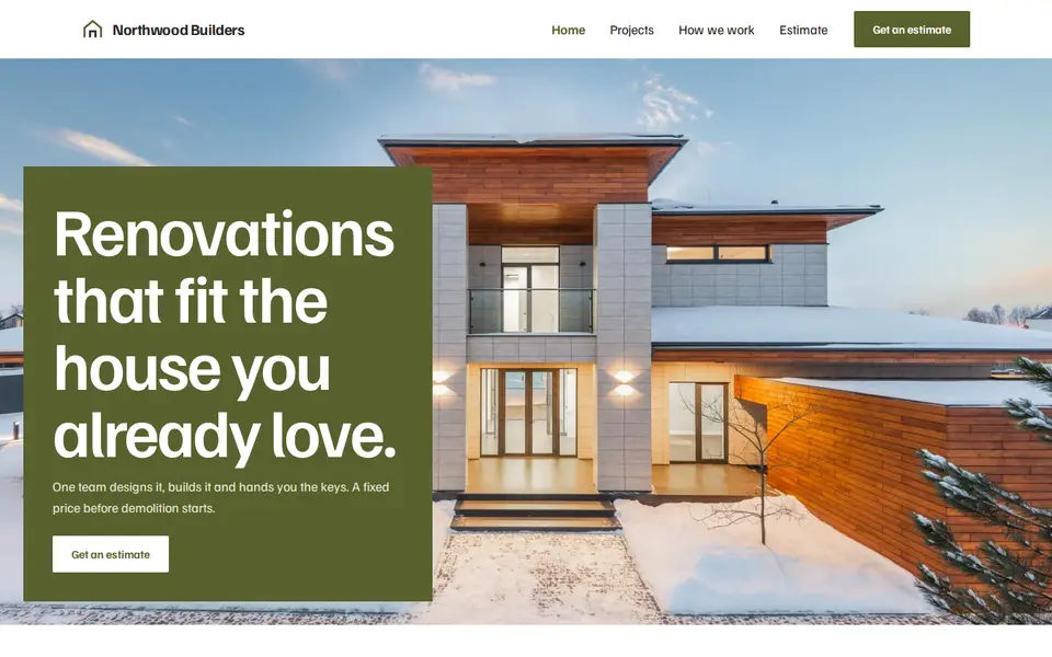 Northwood Builders sample website homepage