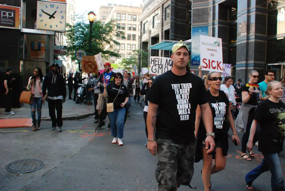 Protesters march for organic and for an end to Monsanto in Philadelphia. 