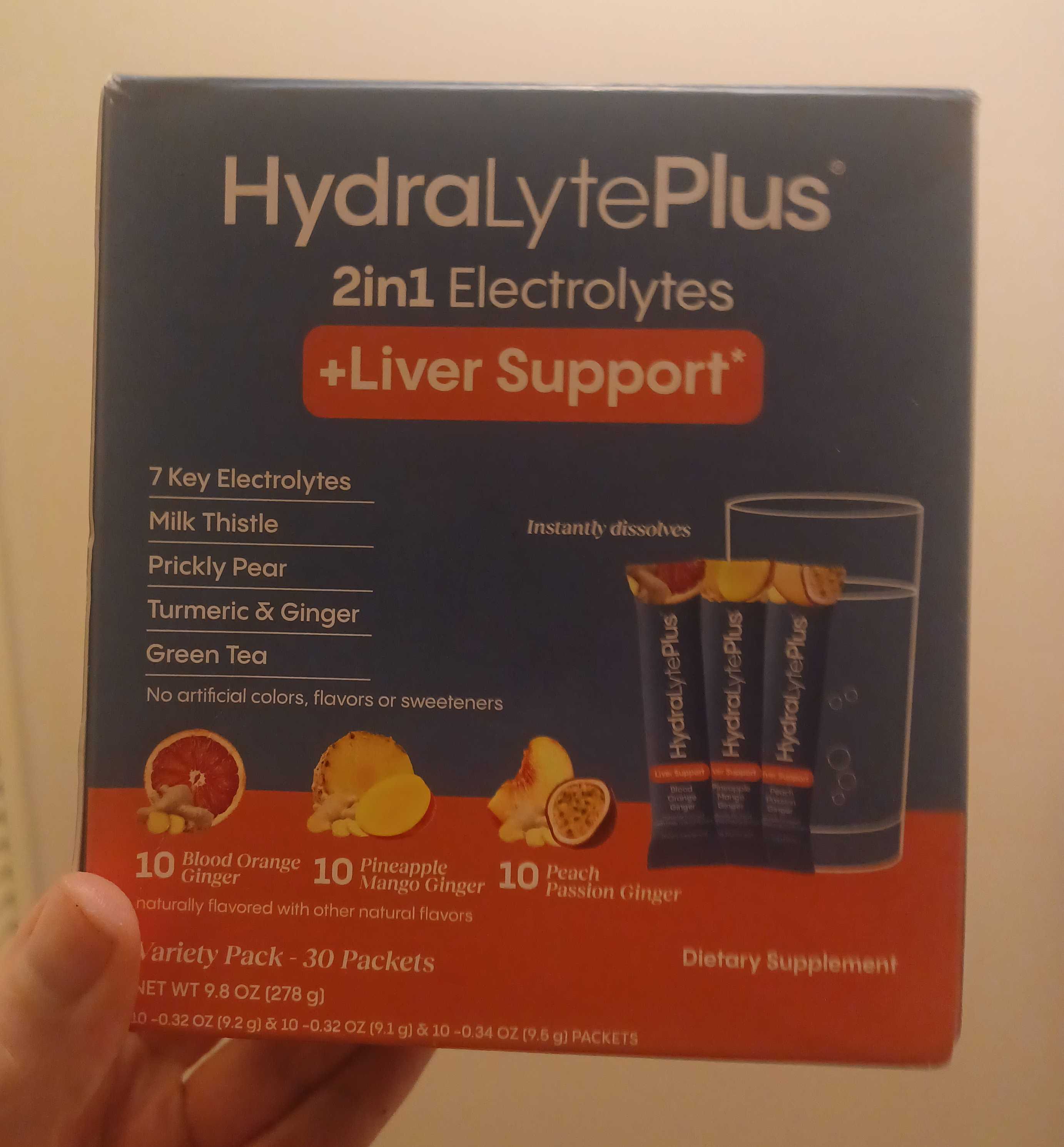 Hydralyte Electrolytes contain herbs for liver support. 
