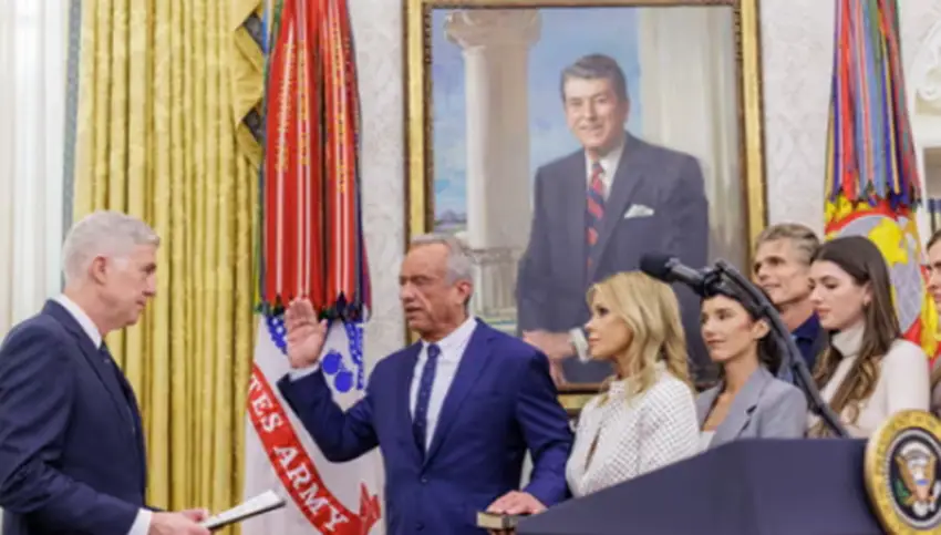 Robert F. Kennedy Jr. is sworn in after his Senate confirmation.